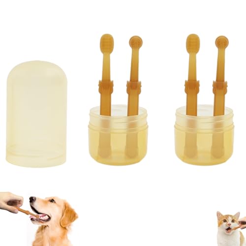 Qpets® Dog Toothbrush with Tongue Scraper for Dogs, Puppies, Cats, and Small Pets, Soft Silicone Pet Toothbrush for Easy Teeth Cleaning, Massaging, Soothing Gums, Fresh Breath with Storage Box (4Pack) Qpets® Dog Toothbrush with Tongue Scraper for Dogs, Puppies, Cats, and Small Pets, Soft Silicone Pet Toothbrush for Easy Teeth Cleaning, Massaging, Soothing Gums, Fresh Breath with Storage Box (4Pack)
